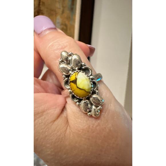 Honey Dahlia Oval Sterling Silver Ring 1.30” Long Size 9 - Picture 7 of 7